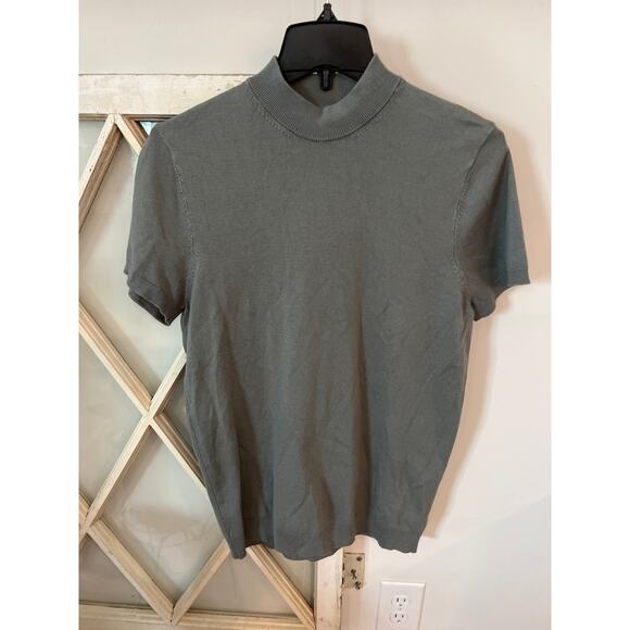 NWOT Zara size medium short sleeve gray sweater mock neck - Picture 1 of 3